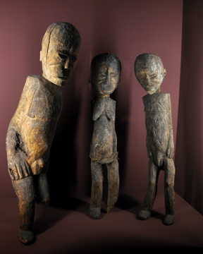 Pictured are three carved African figures, circa 1910, attributed to the Kabye culture in Northern Togo.